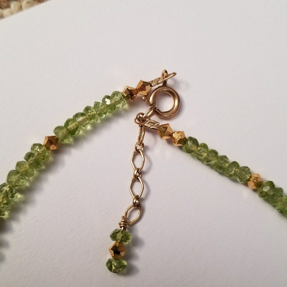 Peridot necklace gemstone bead necklace art glass gem stone handmade - Picture 5 of 16